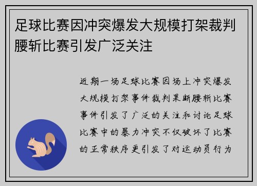 足球比赛因冲突爆发大规模打架裁判腰斩比赛引发广泛关注